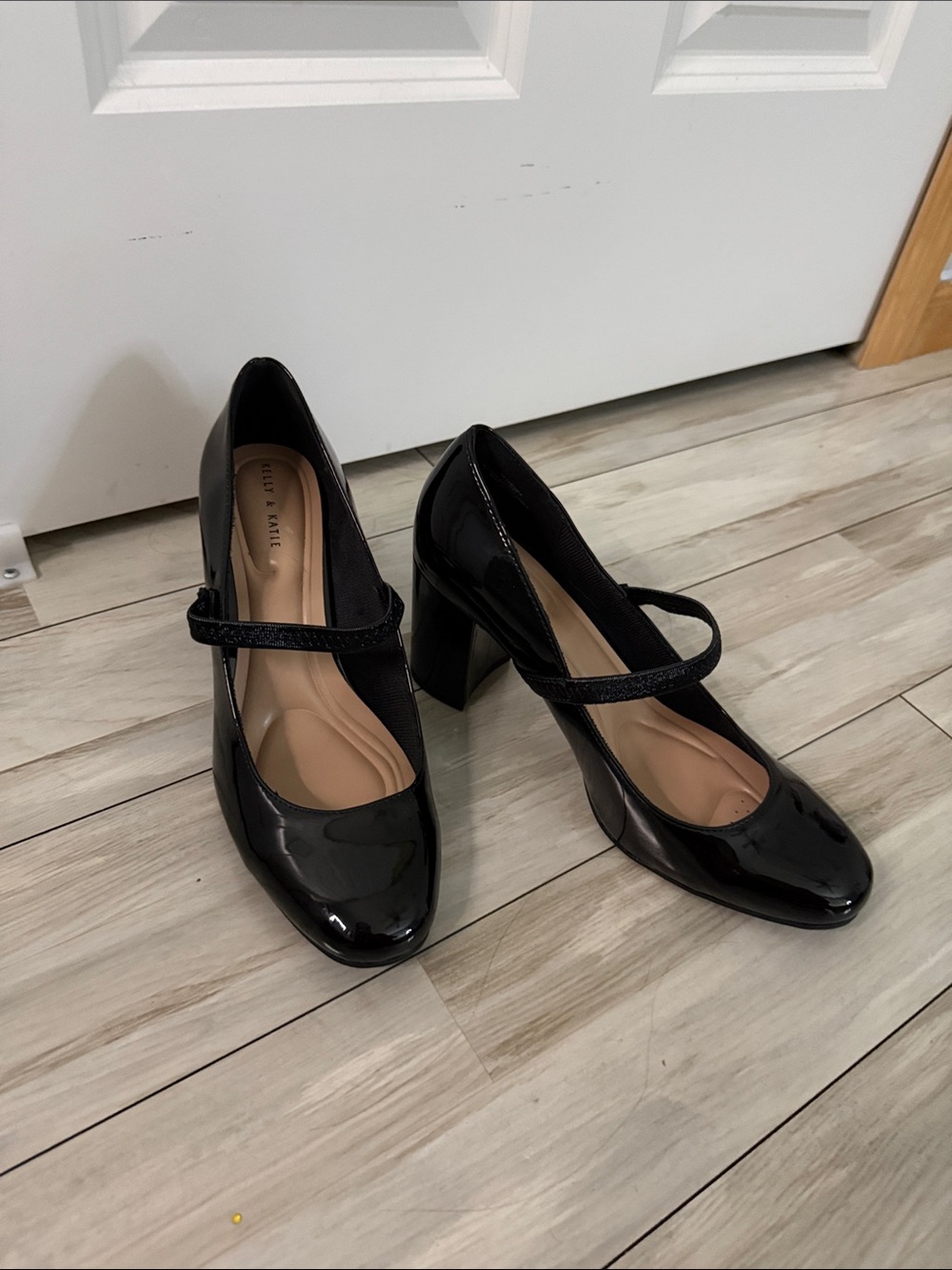 Kelly & Katie Black Patent Mary Jane Block Heels